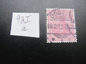 GERMANY 1905/1913 USED  MI. 92Ia TYPE SC 89 XF 18 EUROS (113)