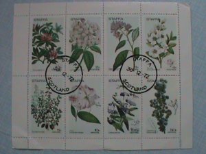 STAFFA-AIRMAIL-1972- COLORFUL LOVELY BEAUTIFUL FLOWERS CTO MINI SHEET