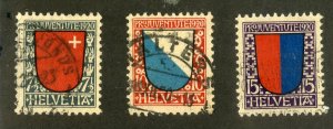 SWITZERLAND B15-17 USED SCV $60.50  BIN $24.00 COATS OF ARMS