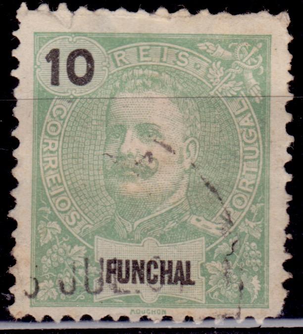 Funchal, 1897, King Carlos, 10r, sc#15, used