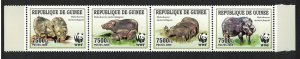 Guinea WWF Giant Forest Hog Strip of 4v 2009 MNH MI#6714-6717