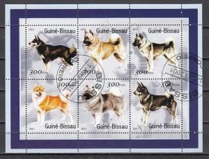 Guinea Bissau, Mi cat. 1571-1576 A. Various Dogs sheet of 6. Canceled.