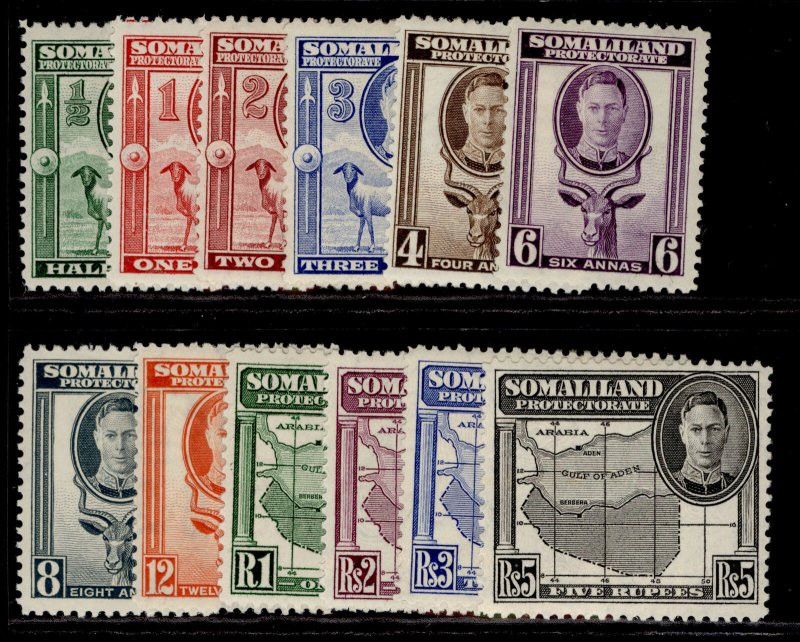 SOMALILAND PROTECTORATE GVI SG105-116, complete set, M MINT. Cat £50.