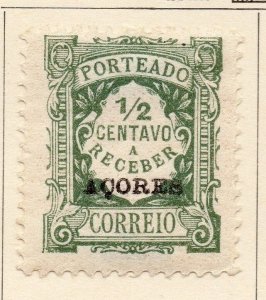 Azores 1922 Early Issue Fine Mint Hinged 1/2c. Optd 080221