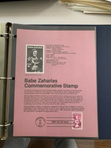 USPS Souvenir Page Scott 1932, 1981 babe Zaharias stamps