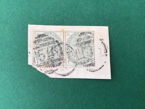 Queen Victoria 1884 4 Pence Stamps Pair  On  Piece Stamps  R44716