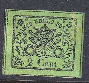 Roman States Sc #12a,  Mint, Full OG, HR, sound stamp  (~738k)