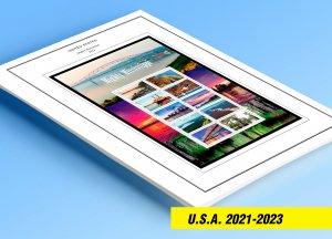 COLOR PRINTED USA 2021-2023 STAMP ALBUM PAGES (34 illustrated pages)