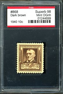 U.S. #868 MINT OG NH GRADED SUPERB 98 PSE ENCAPSULATED