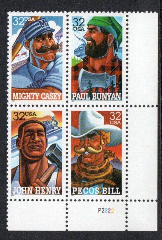 ALLYS STAMPS US Plate Block Scott #3083-6 32c Folk Heroes [4] MNH [STK]