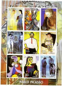 Somalia 1999 PABLO PICASSO Paintings Sheet (9) Perforated Mint (NH)