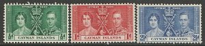 EDSROOM-7597 Cayman Islands 97-99 LH 1937 Complete Coronation