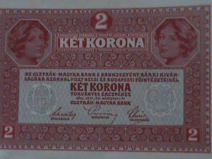 AUSTRIA-HUNGARY BANK OVPT.GERMAN OCCUPATION UN-CIR-$2 KORONAS-VF WORLD WAR II