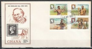 Ghana, Scott cat. 704-707. Sir Roland Hill set. Music Instr. First day cover.