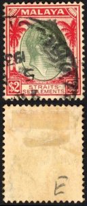 Straits Settlements SG291 Two Dollars Green and Scarlet Cat 17 pounds