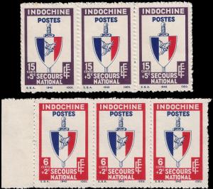 Indochina 1943 YT 281-82 mnh vf strips of 3
