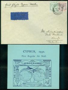 Cyprus: 1932. 1st Aérien Courrier Service Cyprus-Palestine par Impérial Airways.