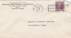 U.S. KELLOGG SWITCHBOARD & SUPPLY CO. Chicago Slogan 1933 Stamp Cover Ref 47481