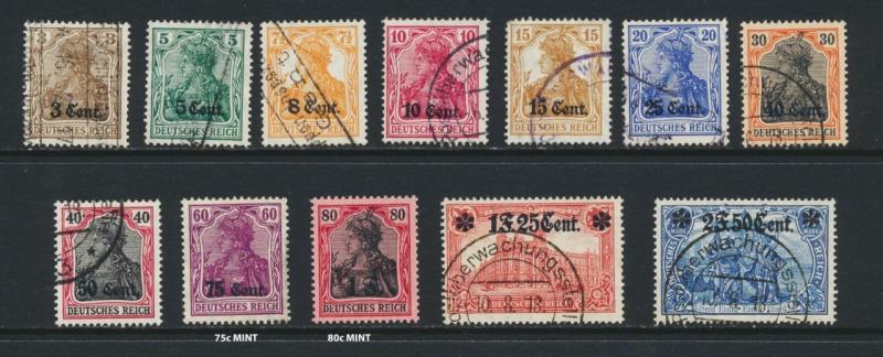 FRANCE GERMAN OCCUPATION 1916 SET, VF USED Sc#N15-26 $135 (SEE BELOW