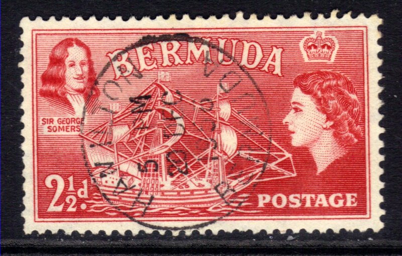 Bermuda 1953 - 62 QE2 2 1/2d Rose Red used SG 139 ( J1152 )