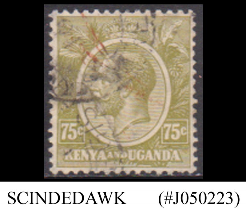 KENYA UGANDA - 1922 75c KGV SCOTT#28 - 1V - USED