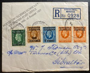 1937 Morocco British Post Office Posted Closing Down Day Reg Cover To Gibraltar