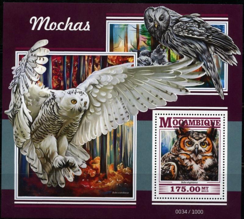 MOZAMBIQUE 2015  OWLS SOUVENIR SHEET MINT NEVER HINGED