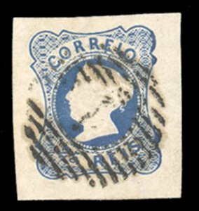 Portugal #2 Cat$32.50, 1853 25r blue, used, wide margins