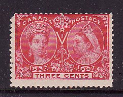 Canada-Sc#53- Unused paper hinge 3c bright rose Diamond Jubilee QV-og-1897-cdn11