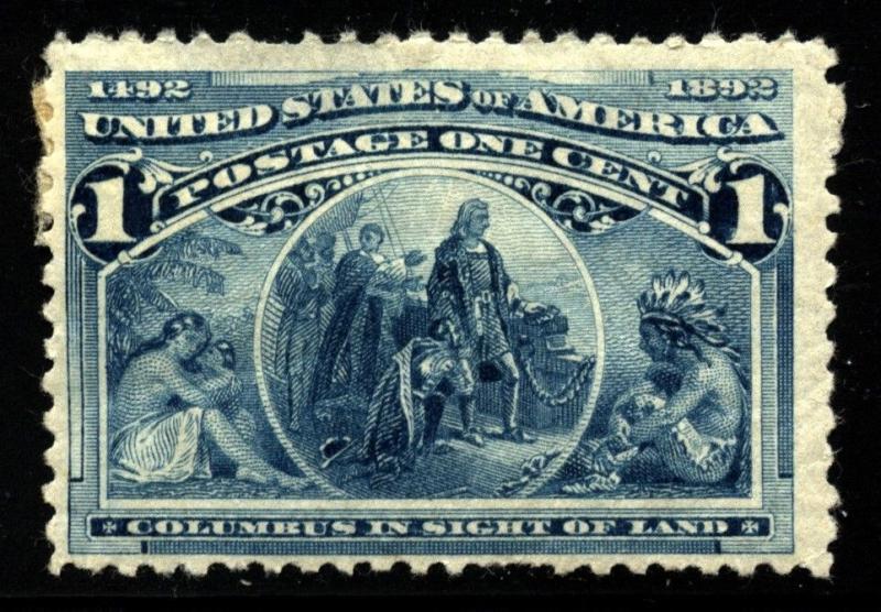 US Scott 230 columbian issue Hinged Disturbed Gum THIN