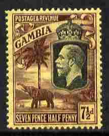 Gambia 1922-29 KG5 Script CA Elephant & Palm 7.5d bla...