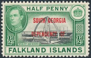 Falkland Islands Dependencies 1944 South Georgia ½d Black & Green SGB1 MLH