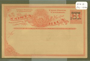 Costa Rica UX 1903 2 cent/3cent PC., 12mm overprint, light toning