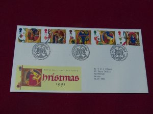 Great Britain First Day Cover 1991 Christmas pictorial cancel