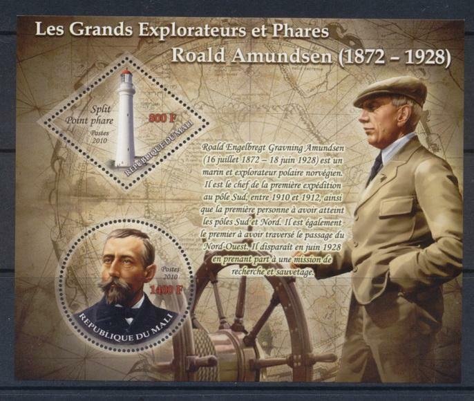 2010 Great Explorers Roald Amundson Lighthouses Maps North South Pole 