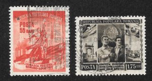 Romania Scott 910-11 UH - 1952 Romanian-Soviet Friendship - SCV $0.85