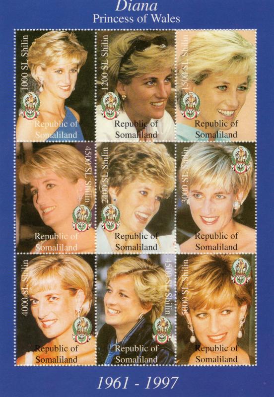 Somaliland 1998 Princess Diana Sheetlet (9)  Perforated MNH