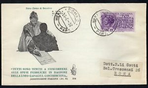 Italy FDC Venetia 1954 Contribution campaign not traveled for Italy