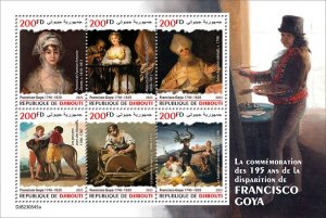 DJIBUTI - 2023 - Francisco Goya - Perf 6v Sheet - Mint Never Hinged