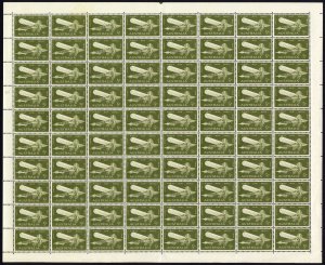 Australia SG370 5d sheet (no re-entry) Mark on the back of 2 stamps U/M