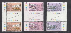 BRITISH ANTARCTIC TERRITORY  #s 77-78,80 GUTTER PAIRS WATERMARKS SIDEWAYS CV $20