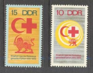 GERMANY DDR Sc# 1099 - 1100 MNH FVF Set2 Red Cross Lion Sun