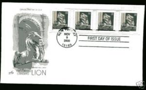 3447 10c NY Public Library Lion Coil Gaps  ArtCraft FDC