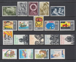 Netherlands Sc B363/B568 MNH. 1962-80 semi-postals, 5 cplt sets, fresh, bright