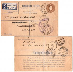 Canada Great Britain 5 1/2d KGVI Registration Envelope 1945 Field Post Office...