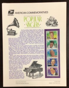 Commemorative Panel #445  Popular Singers: Merman, Crosby  #2849-2853  29 c 1994