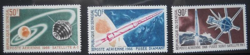 Senegal, Scott # C43-45 MNH, Space, Rockets, Satellite, 1966