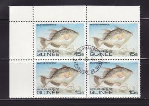 Guinea 806 Block of 4 U Fish, Triggerfish