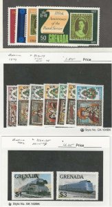 Grenada, Postage Stamp, #417-20, 813-9, 1124-5 Mint NH, 1971-82 Trains