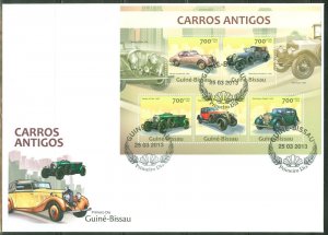 GUINEA BISSAU  2013 ANTIQUE CARS BENTLEY ROLLS ROYCE  SHEET FDC